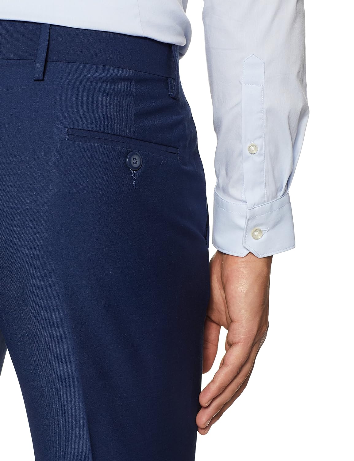 peter england men's slim fit synthetic formal trousers