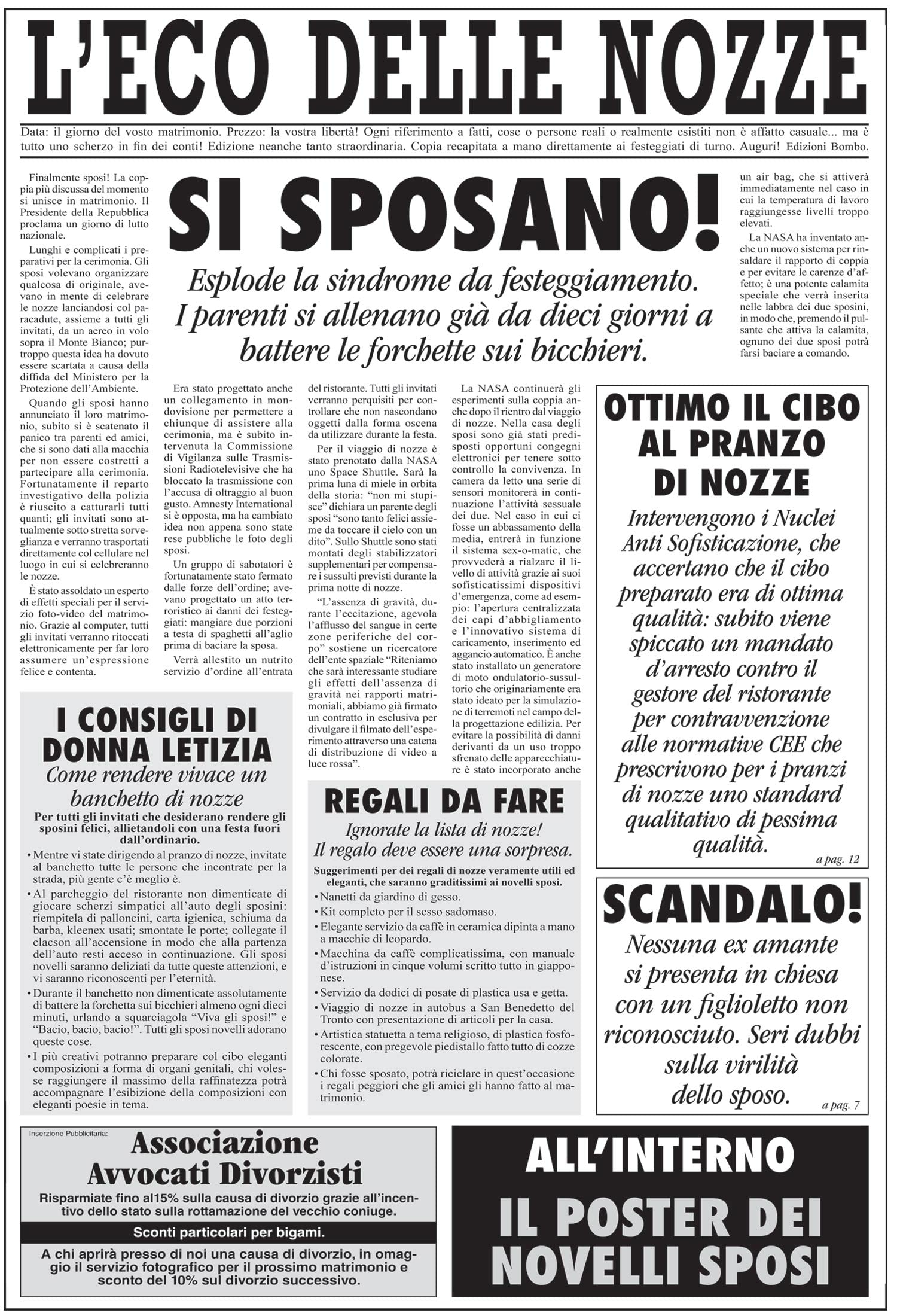 Bombo Wedding Newspaper Greeting Card