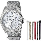 XOXO Women's XO9053 Rhinsetone-Accented Watch with Interchangeable Straps