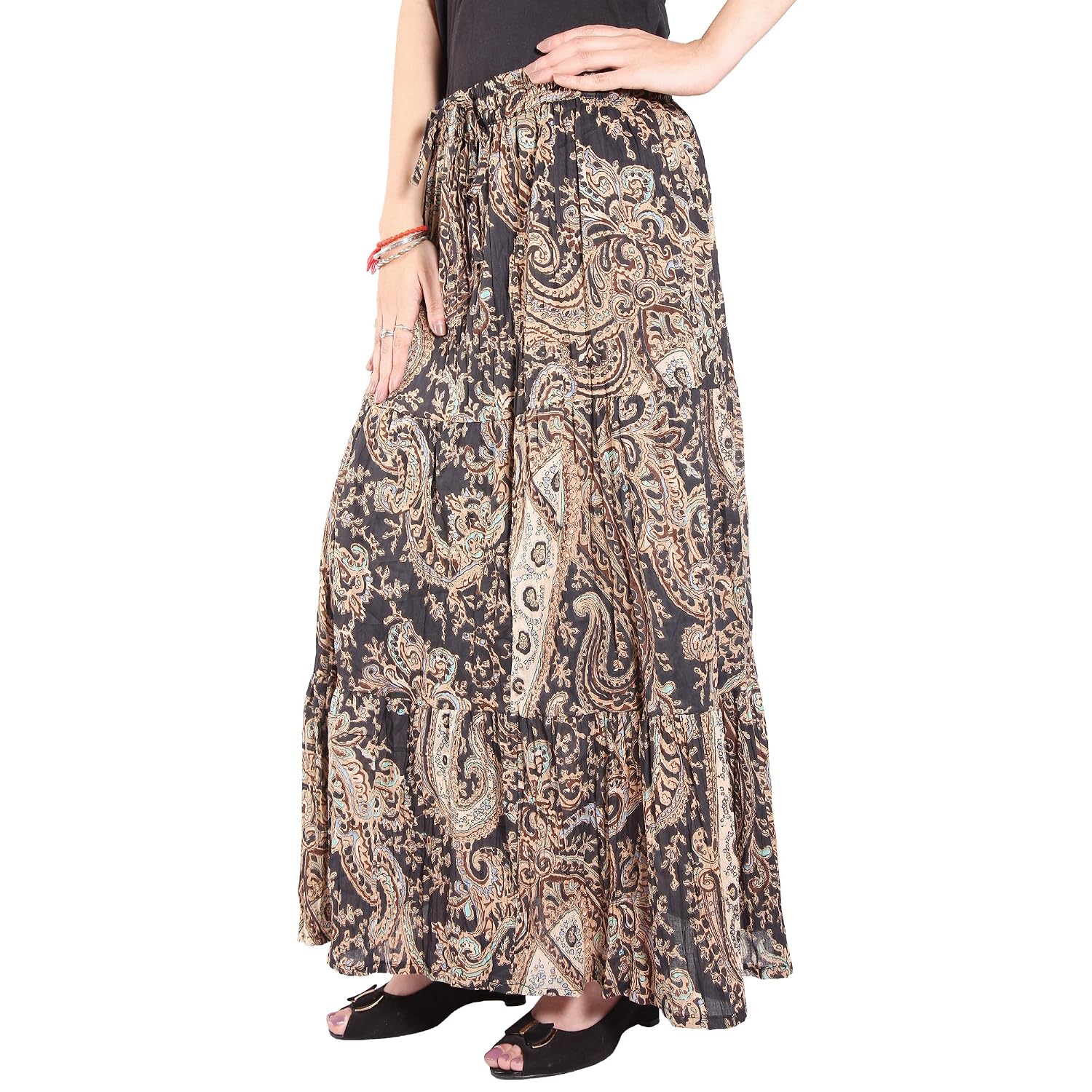 cotton breeze women's cotton a-line skirt (black)