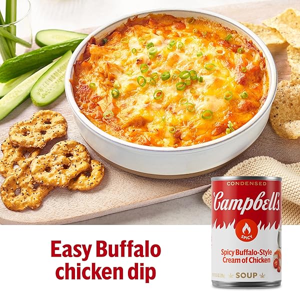 CAMPBELL’S CONDENSED SPICY BUFFALO-STYLE CREAM OF CHICKEN SOUP, 10.5 OZ CAN (CASE OF 12)
