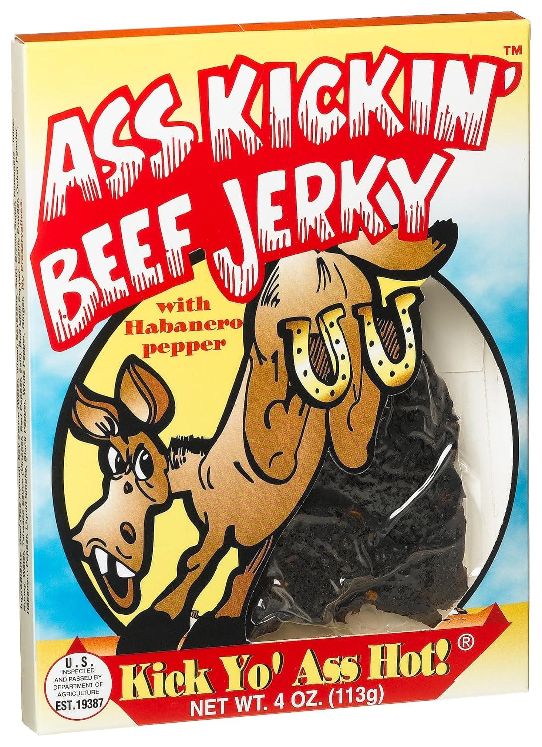 Ass Kickin' Beef Jerky with Habanero Pepper, 4Ounce