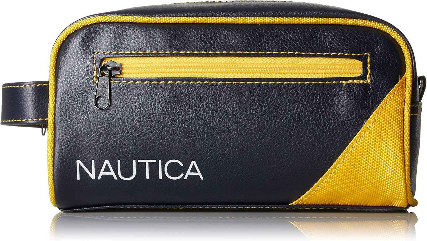 Nautica Men's Top Zip Travel Kit Toiletry Bag Organizer, Yellow, One
