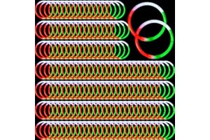 Hanaive 200 Pcs 8'' Christmas Glow Stick Bracelet Bulk Red Green White Stick Bracelet Glow in The Dark Christmas Party Supplies Light up for Neon Birthday Memorial Day Favors
