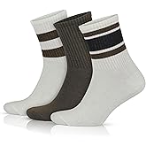 GoWith 3/4 Pairs Cotton Socks for Women & Men, Moisture-Wicking Quarter Cushioned Striped Socks, Athletic and Casual Wear