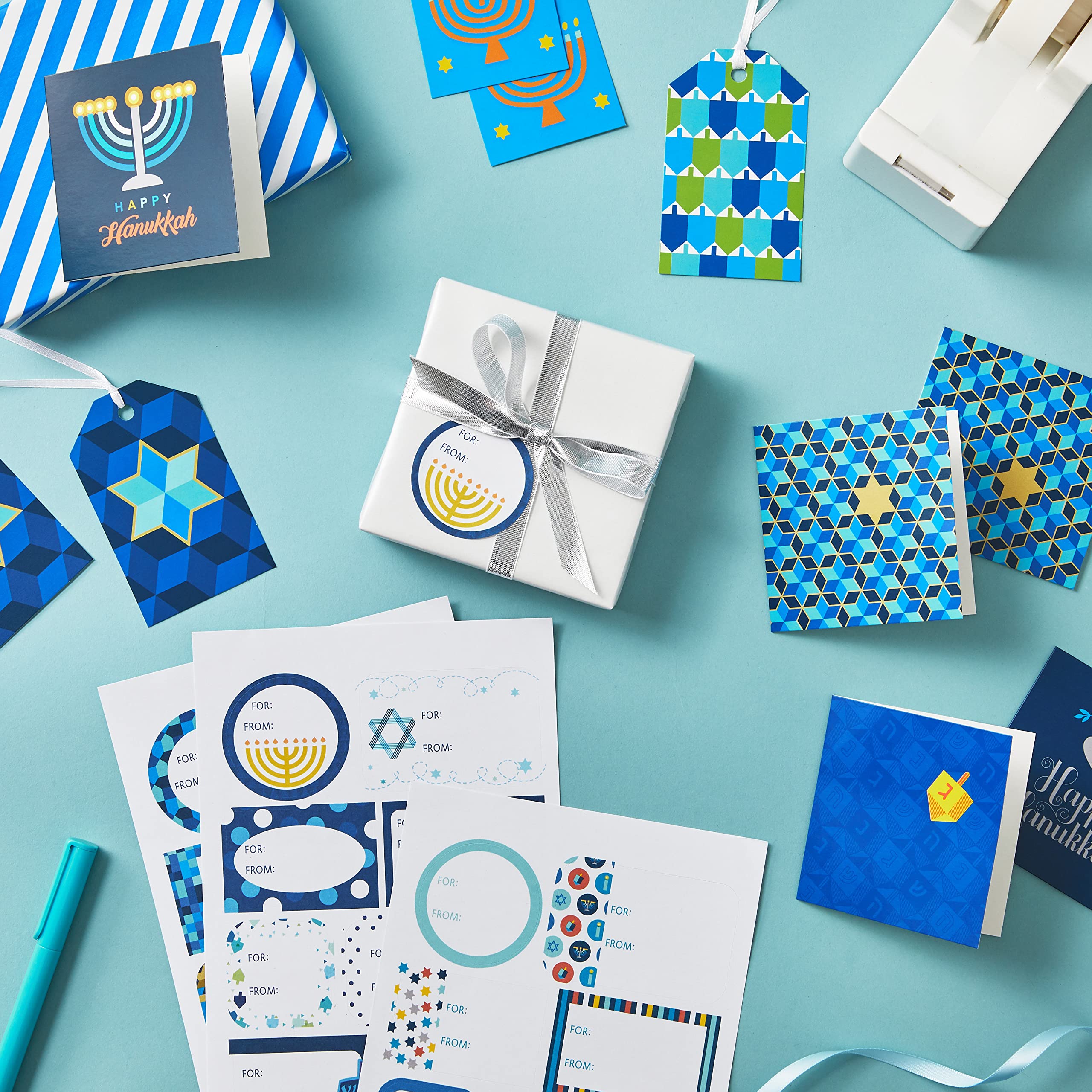 Hanukkah Gift Tags with Ribbon