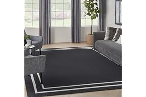 Nourison Home Nourison Essentials Black Ivory 8' x 10' Area Rug - Easy Clean, Non Shedding, Bed Room, Living Room, Dining Room, Kitchen (8' x 10')