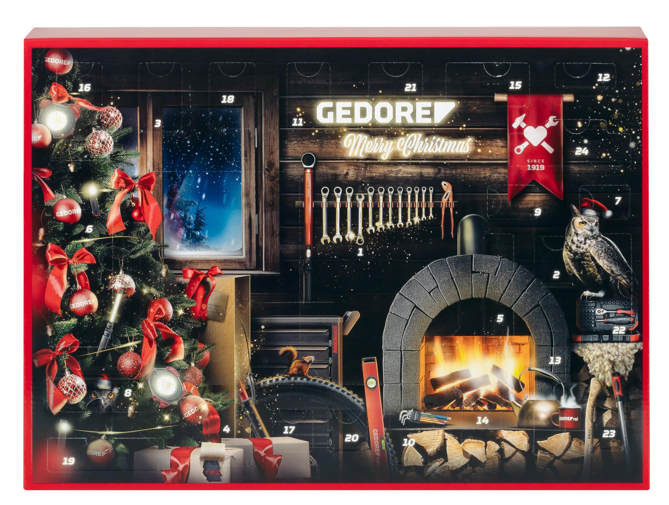 Gedore Red Advent Calendar 2024, 33 Pieces, Tool Calendar for Men, Gift R49013033