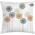 Ambesonne Dandelion Throw Pillow Cushion Cover, Abstract Wildflower Silhouettes Botanical Inspirations Meadow in Summer Season, Decorative Square Accent Pillow Case, 18" X 18", White Mustard