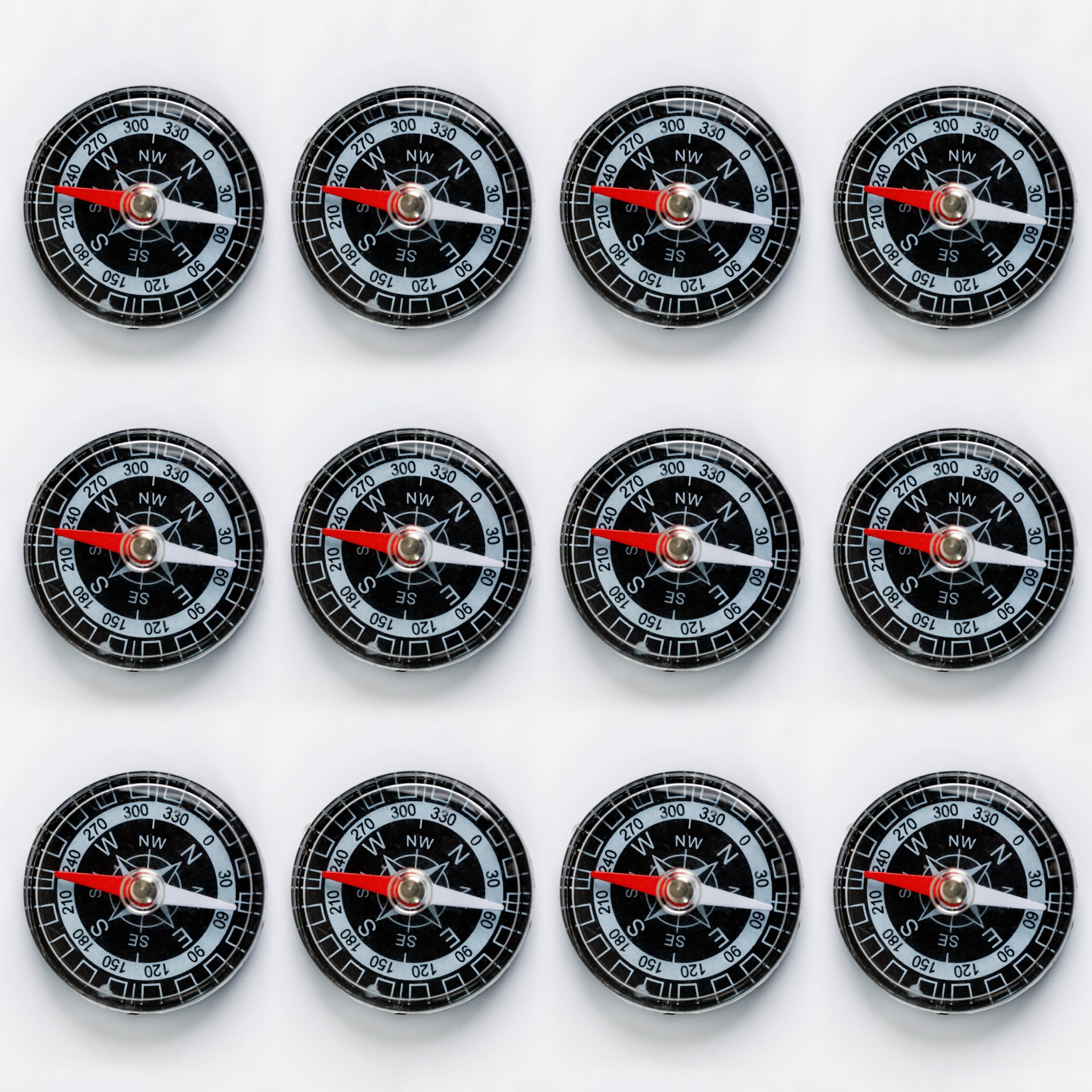 Toyseum 12 x Mini Kids Compass, Multipack of Small Button Compasses are Ideal for Party Bags, Childrens School Activities, Prizes and Outdoor Games, Pack of 12