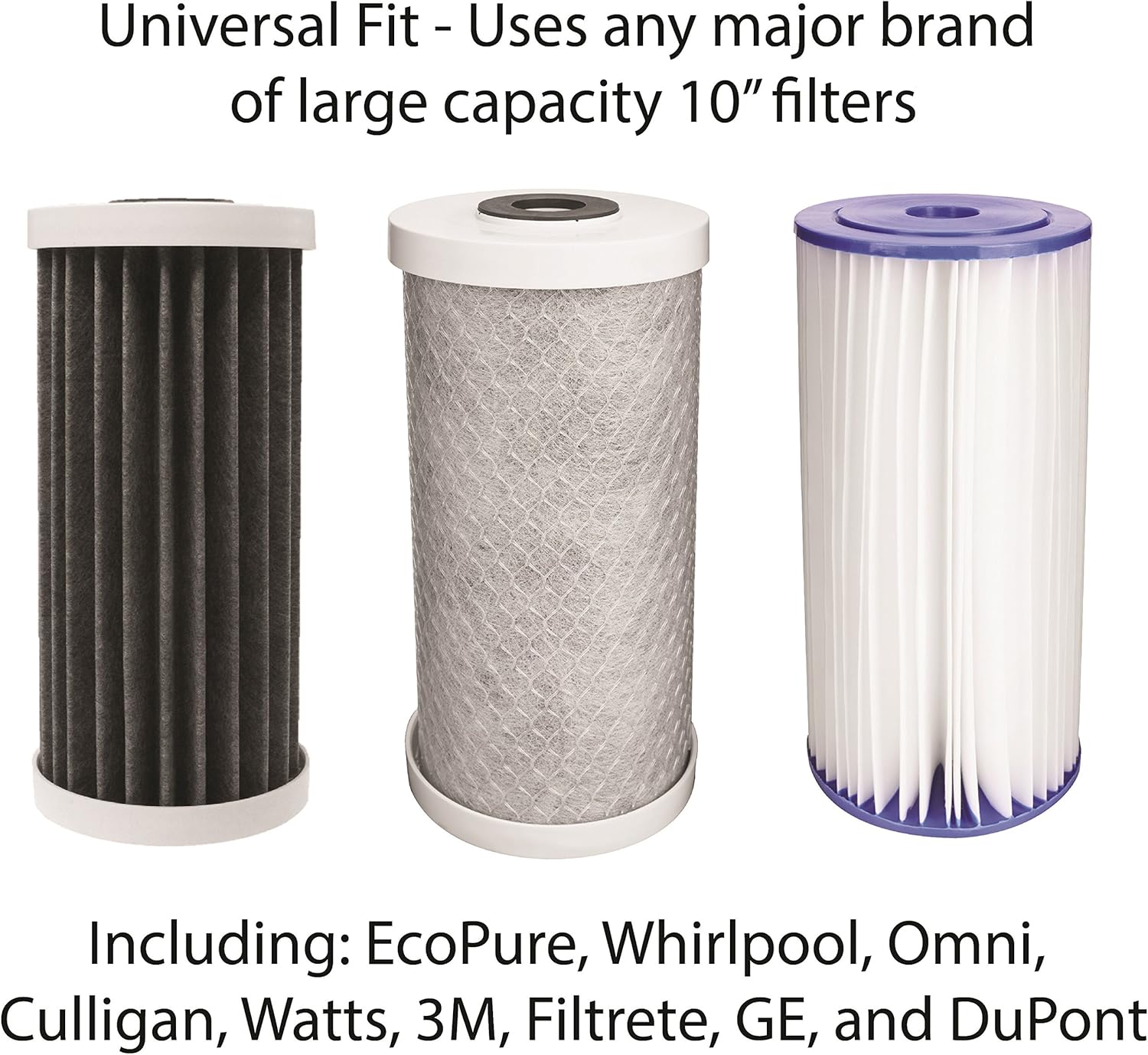 EcoPure EPWO4 Universal Large Capacity Whole Water Filter Housing-NSF Certified-Premium Filtration System-Built to Last, White - - 
