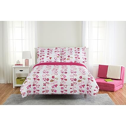 Amazon Com Ph 2 Piece Twin Green Pink White Comforter Set Floral