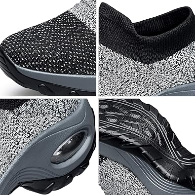 Womens Walking Shoes Slip On Sneaker Socks Platform Nurse Mesh Breathable Lightweight Comfortable Socks Shoesall Black5