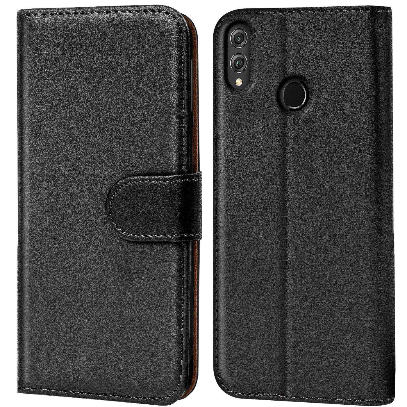 Verco Wallet Case for Honor 8X Book Cover with Magnetic Closure compatible with Honor 8X Flip Case with Card Slots Faux Leather - Black