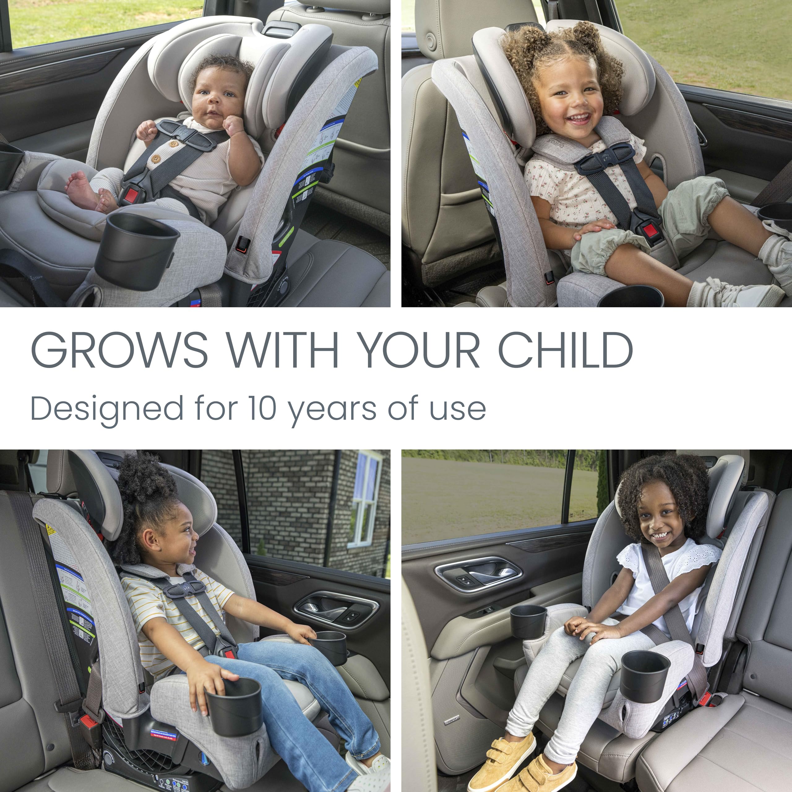 Britax One4Life Slim All-in-One Car Seat, 10 Years of Use, 17.5” SpaceSaver Design, Converts from Rear-Facing Infant Car Seat to Forward-Facing Booster Seat, ClickTight Installation, Raven Black