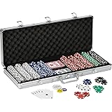 Fat Cat 11.5 Gram Texas Hold 'em Claytec Poker Chip Set with Aluminum Case, 500 Striped Dice Chips