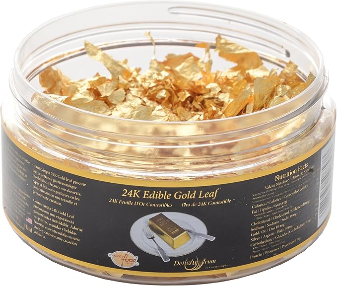DeiAurum 24K Edible Gold Leaf Flakes, Jar, 0.500g Amazon.co.uk Grocery
