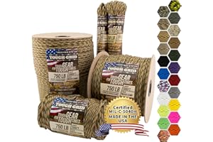 TOUGH-GRID Premium 750lb Paracord - 100% Nylon Type IV Mil-Spec - UV & Abrasion Resistant - Heavy Duty Strands - Outdoor Survival - Used by US Military - 50 ft to 1000 ft