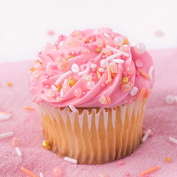 SWEETS INDEED SPRINKLES, PEACH ROSE GOLD EDIBLE SPRINKLE MIX, PERFECT FOR CAKE DECORATIONS, BAKING, ICE CREAM, COOKIES, CUPCAKE TOPPER