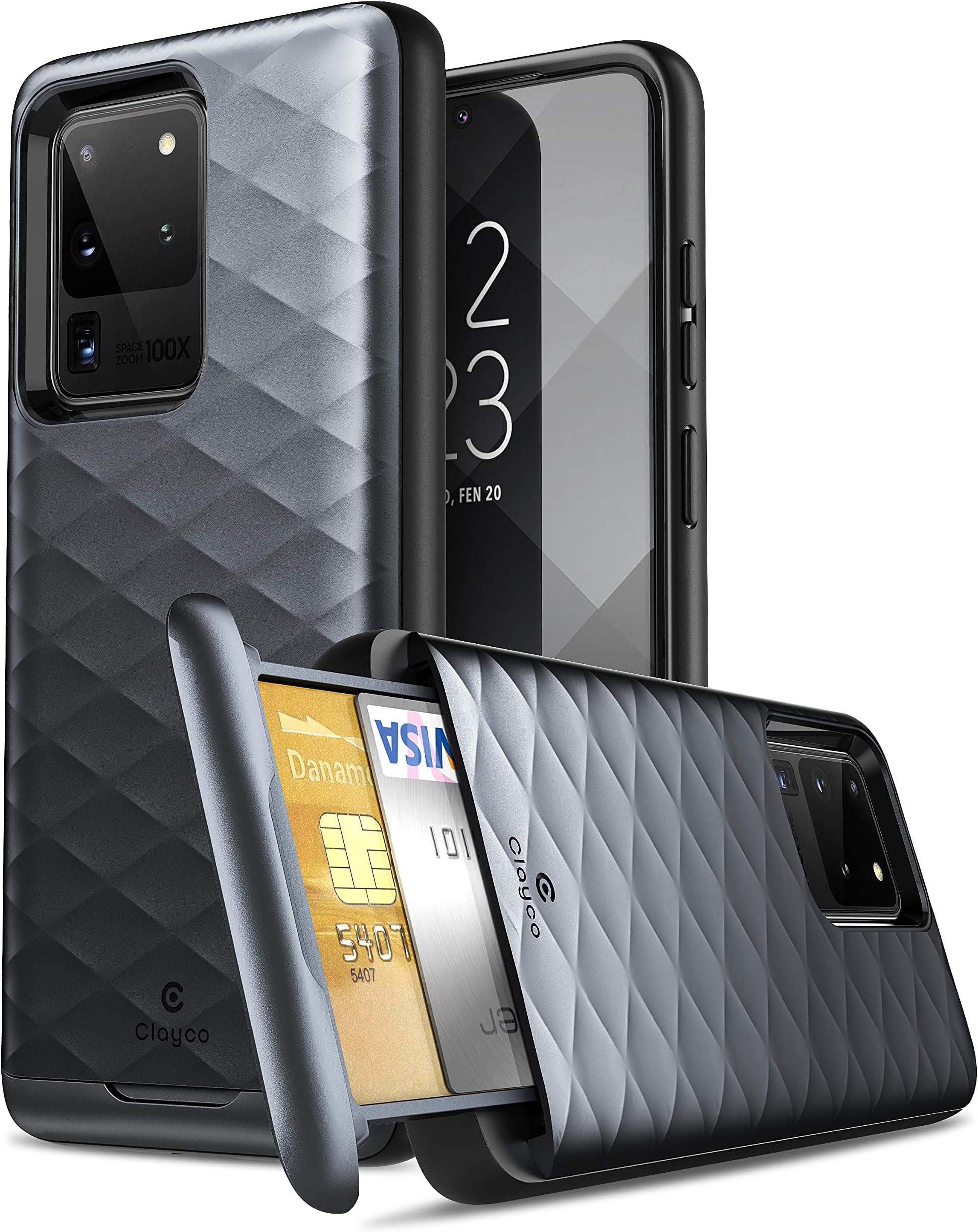 Clayco Wallet Case for Galaxy s20 ultra (Poly Carbonate|Black)
