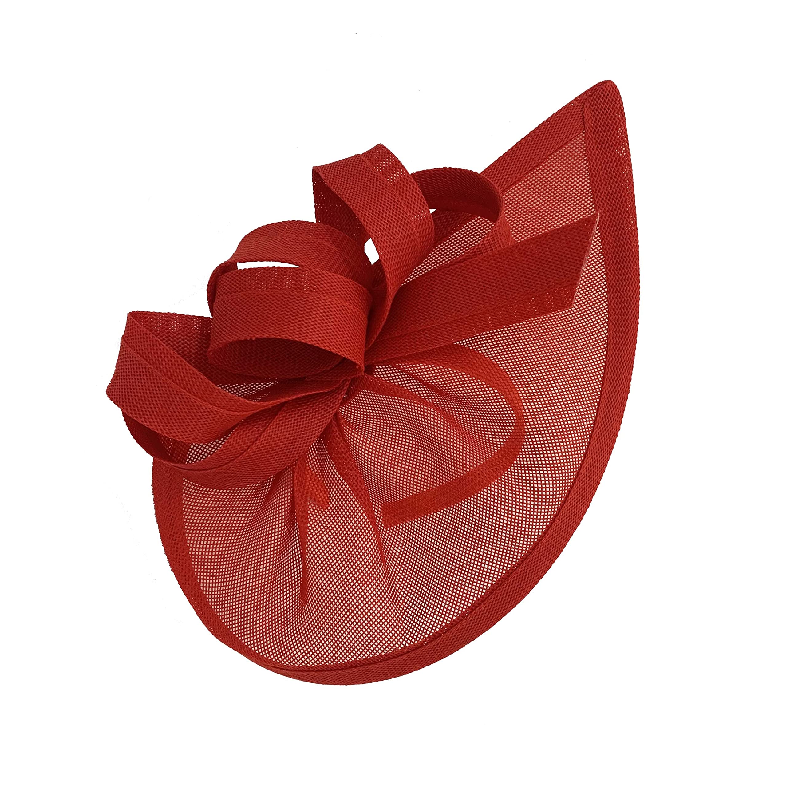 Caprilite Vegan Moon Hoop Fascinator Hat on Headband Wedding Ascot Races Bespoke Sinamay Disc (Red)