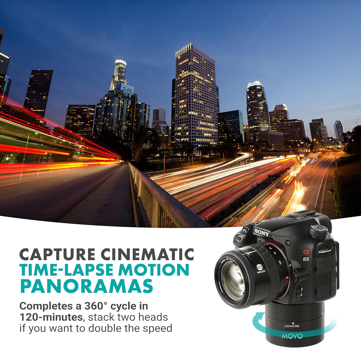 Movo MTP2000 360°/ 120-Minute Panoramic Time Lapse Tripod Head for DSLR's, GoPro's, and Smartphones : Camera & Photo