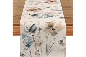 SOMYTING Watercolor Floral Table Runner, Colorful Wildflowers Spring Summer Seasonal Kitchen Dining Table Decoration for Indo