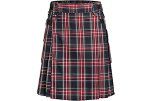 Giftdigger Utility Kilt for Men,Traditional Scottish Kilt with 2 Pockets,Casual Tartan Kilts,Weddings/Highland Game