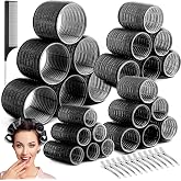 Hair Curler Rollers for Women 24PCS Heatless Hair Roller with 12PCS Clips, 4 Sizes（Jumbo Large Medium Small）Self Grip Holding Hair Rollers for Long Medium Short Thick Fine Volume Thin Bangs Hair