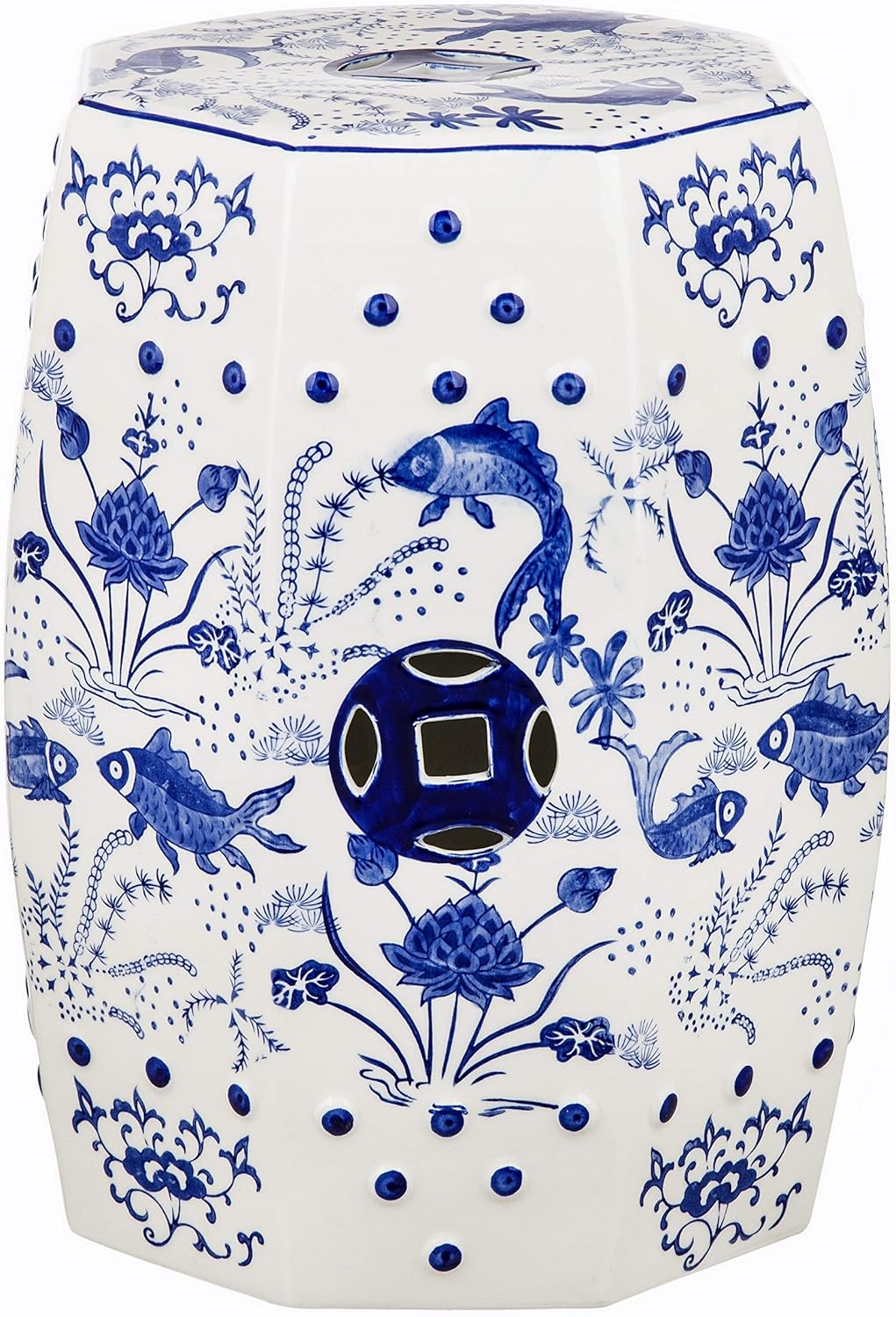 Safavieh Cloud 9 Koi Ceramic Decorative Garden Stool, Blue