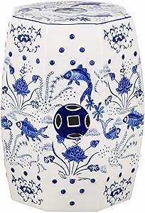 Safavieh Cloud 9 Koi Ceramic Decorative Garden Stool, Blue