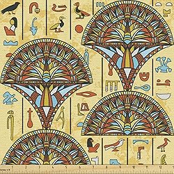Ambesonne Egyptian Print Fabric by The