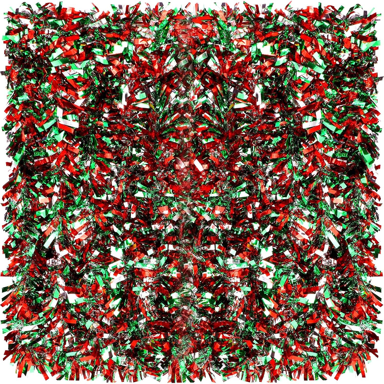 Wreaths, Garlands & Swags - Dingion 57.6 Feet Christmas Tinsel Garland Tree Decorations Ornament Glitter Twist Metallic Streamer Hanging for Wedding Birthday(Silver, Red, Green)