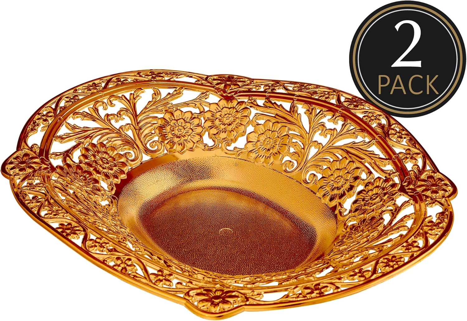 Large Rose Gold Plastic Food Serving Bowl 2 Pack