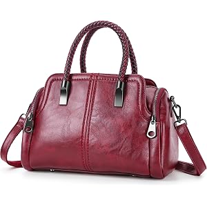 DesKimdo Boston Handbag Satchel Bag Top Handle Tote Purse | For Women,Vintage,Shoulder Bag,Large Capacity,Zipper, Magnetic, P