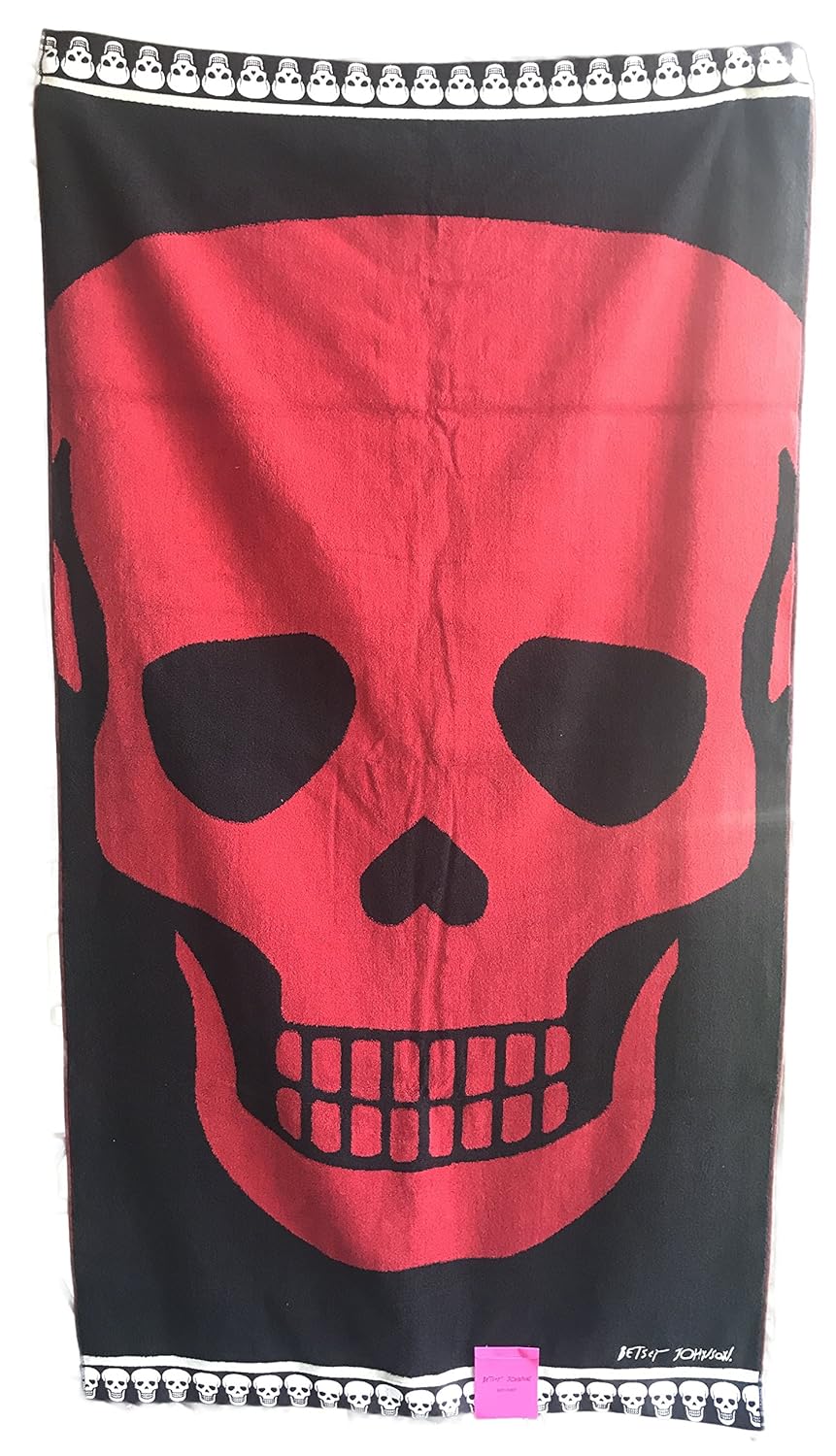 Betsey Johnson Mega Skull Black And Red Bath Sheet Towel 34 X 64 Amazonin Home Kitchen