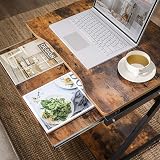VASAGLE Songmics Z Shape Computer Desk 60x48x73 cm Vintage Brown Wheels view 5