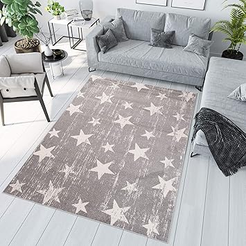 Tapiso Sari Teppich Kurzflor Creme Taupe Grau Modern Teppiche Sterne Meliert Verwischt Design Wohnzimmer Schlafzimmer Okotex 160 X 220 Cm Amazon De Kuche Haushalt
