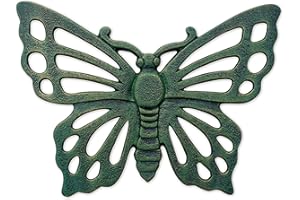 Sunset Vista Designs Garden Path Cast Iron Stepping Stone, 14.5" x 10.5", Butterfly - Verdigris