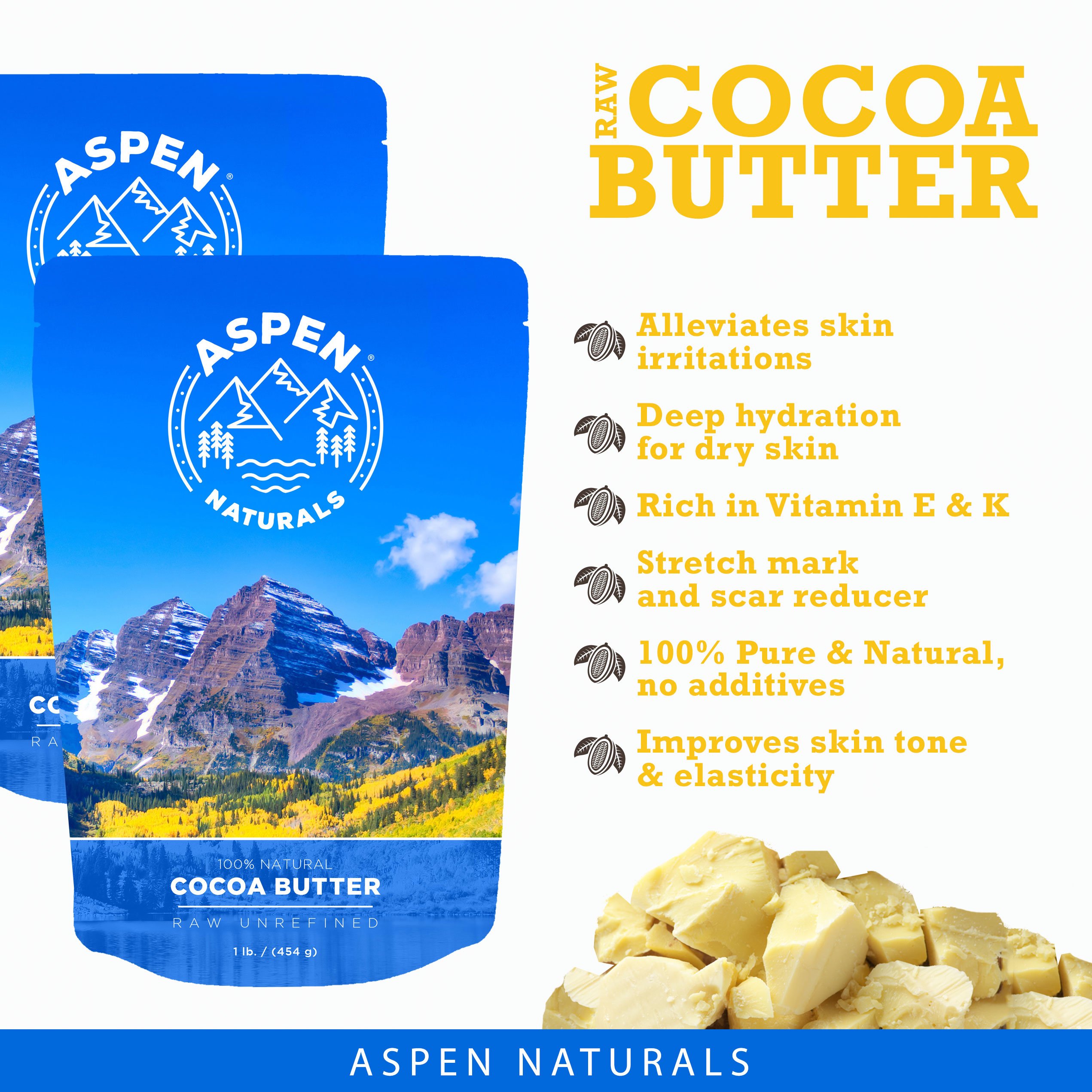 Raw Unrefined Cocoa Butter Bar Premium Body Butter from Dominican