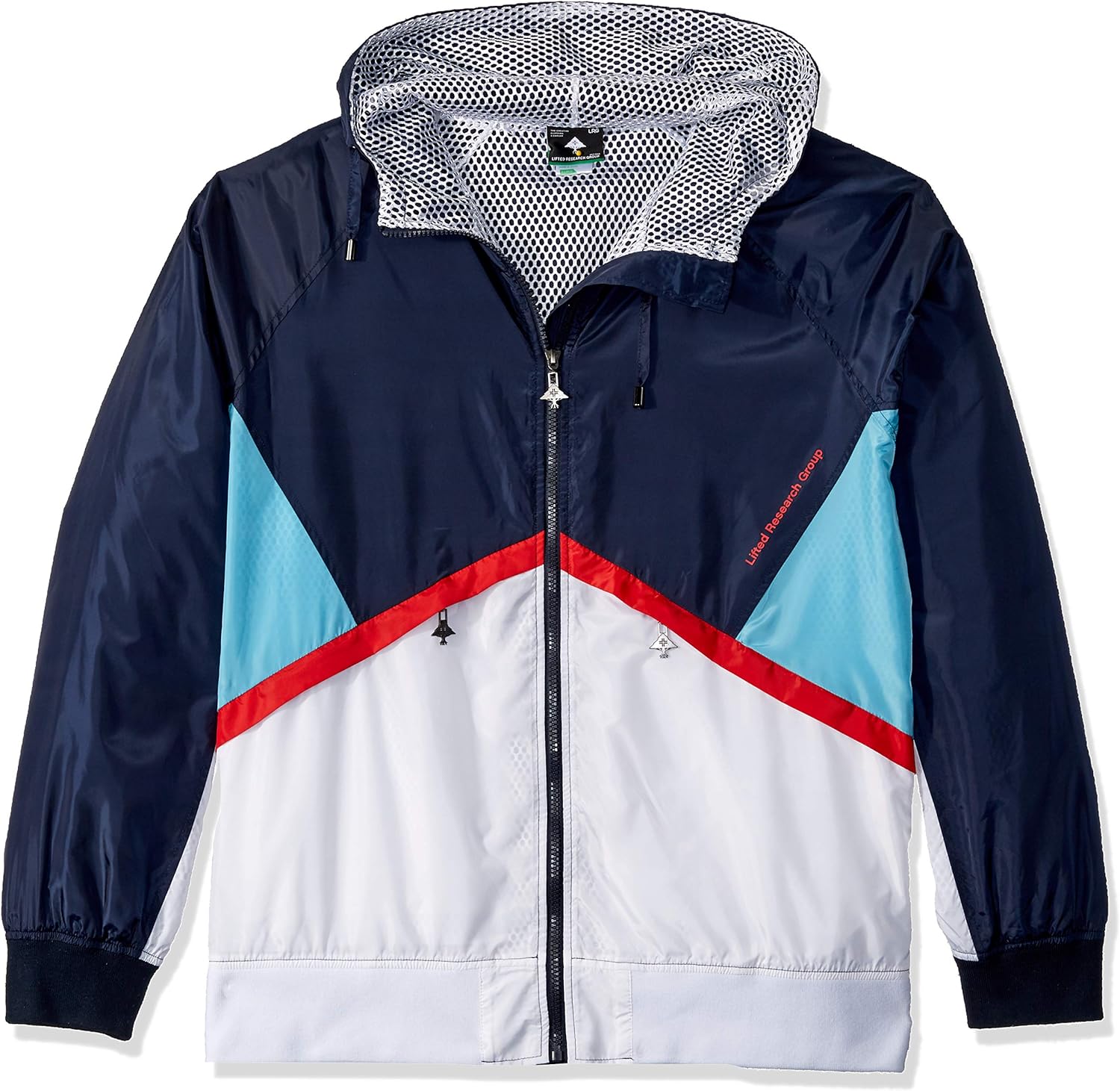 LRG Men's Lifted Research Collection Hooded Color Block Jacket, Navy, XL: Clothing