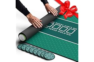 Newverest Poker Table Top 70" x 35", Texas Hold'em Poker Mat for Home Game Nights Up to 10 Players, Casino| Poker Topper Cloth for Tables in Zipper Storage Bag with 8 Coasters in Poker Gift-Ready Box