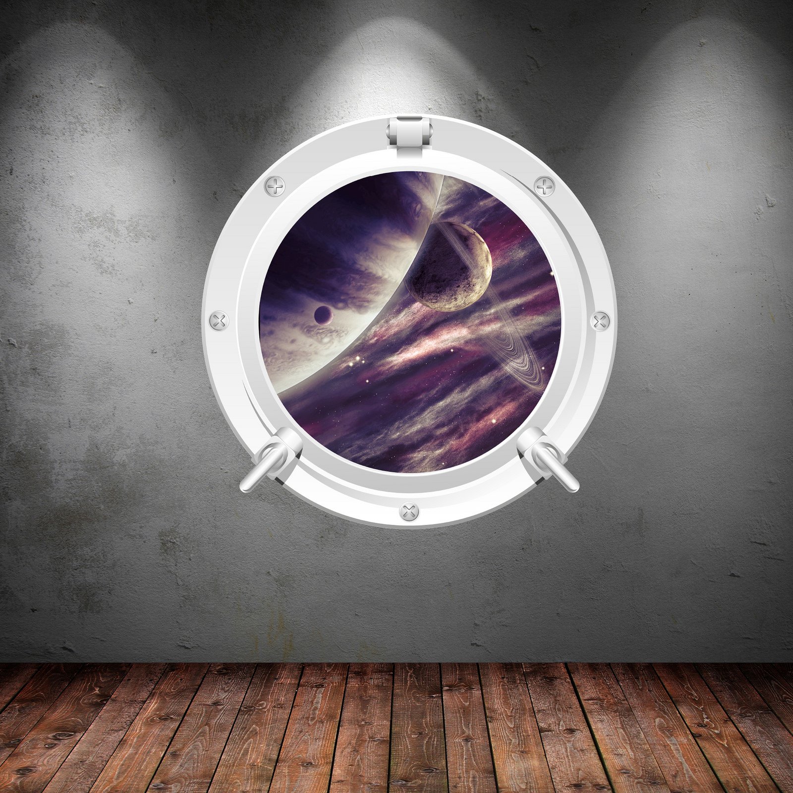 Full Colour Space Porthole Planets Universe Galaxy Spaceship Wall Art Sticker Decal Mural Transfer Print 30 WSD648