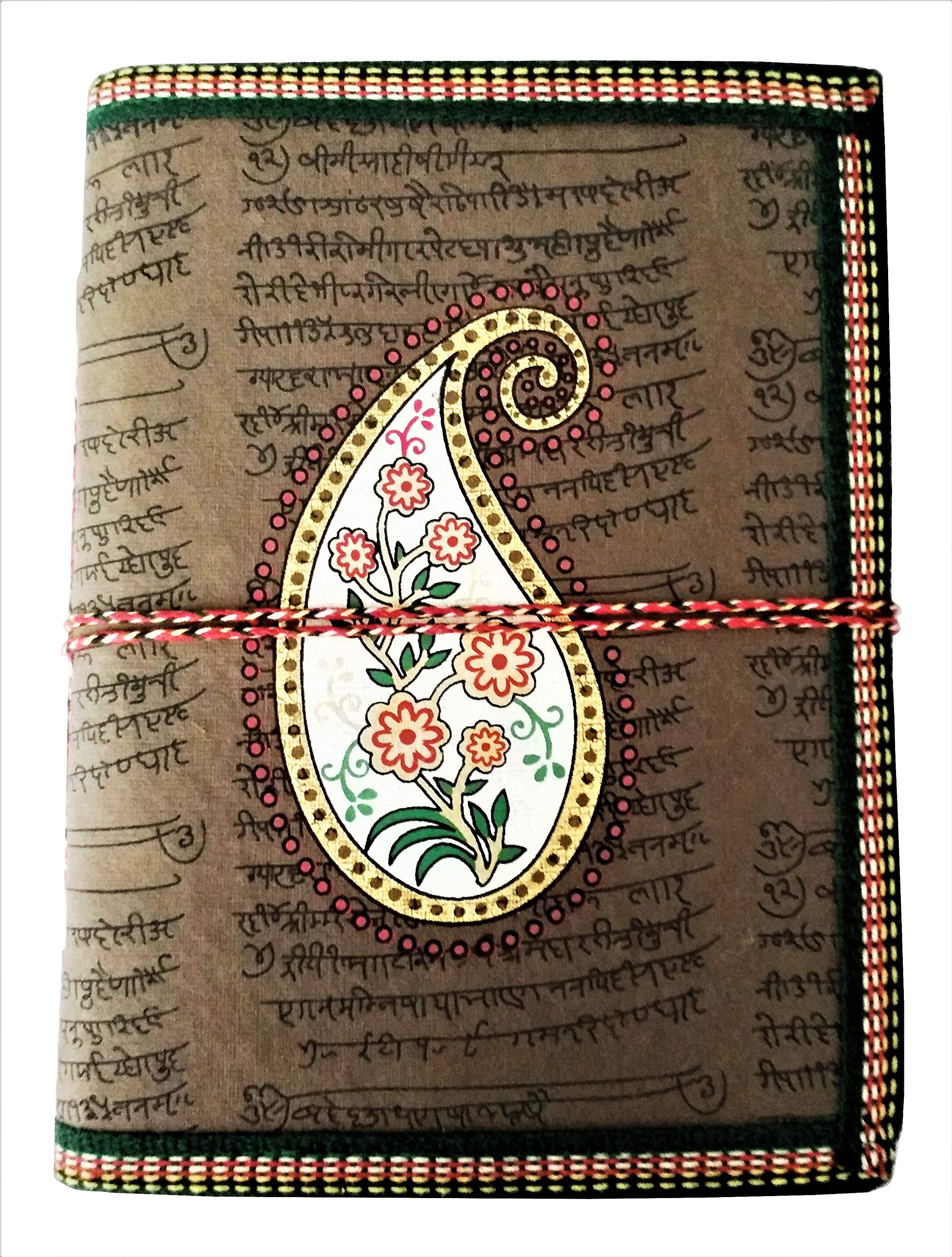 Purpledip Handmade Paper Journal 'Persian Paisley': Vintage Diary Notebook With Thread Closure (11488)