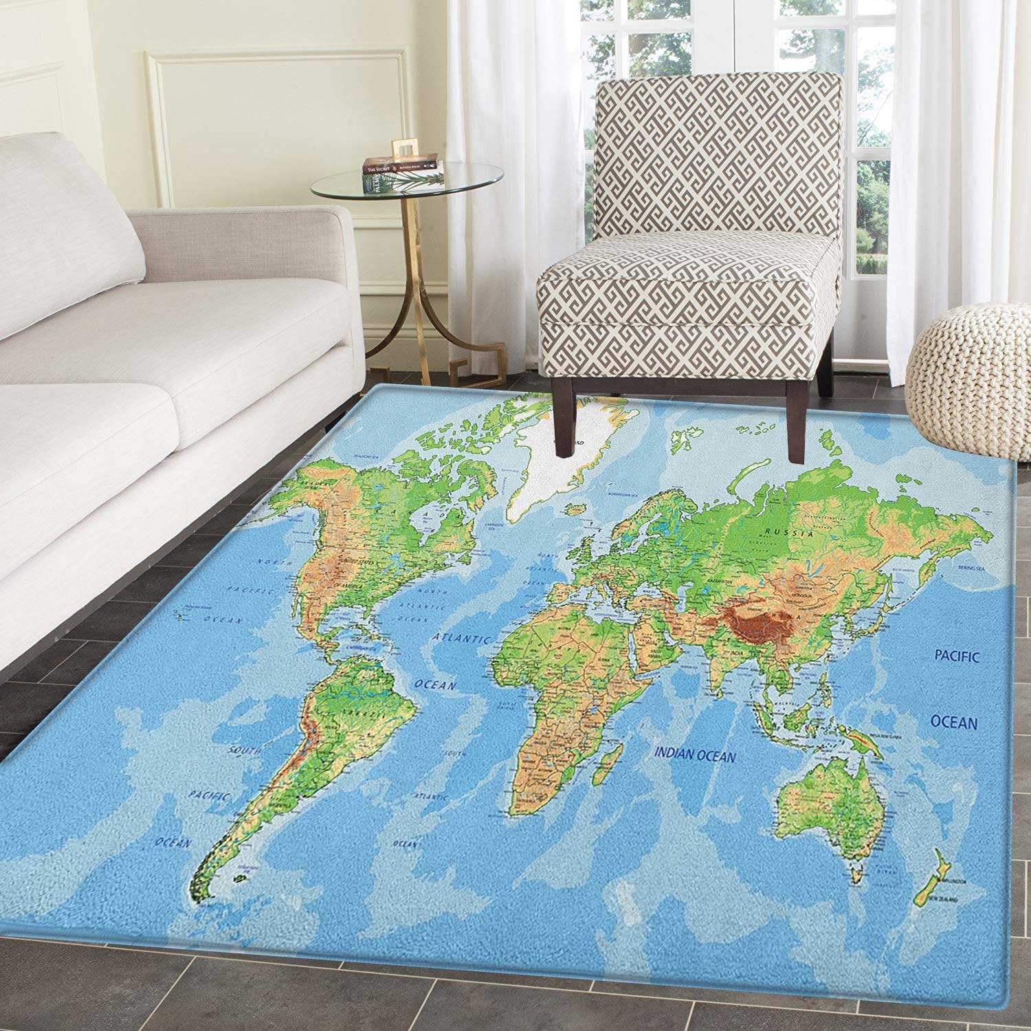 world map rug with countries Amazon Com World Map Rug Kid Carpet Topographic Map Of The World world map rug with countries