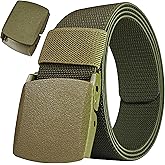 JIFANPAUL Men's Adjustable Tactical Belt, TSA Outdoor Military Nylon Canvas Webbing Work Belt,Metal-Free Elastic Stretch