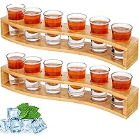 Shot Glasses Set of 12 Glass Crystal Cups with Tray 1oz/30ml 12pcs Square Shot Glass and 1pcs Holder Bulk Stand Organizer for