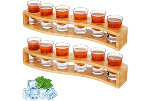 Shot Glasses Set of 12 Glass Crystal Cups with Tray 1oz/30ml 12pcs Square Shot Glass and 1pcs Holder Bulk Stand Organizer for