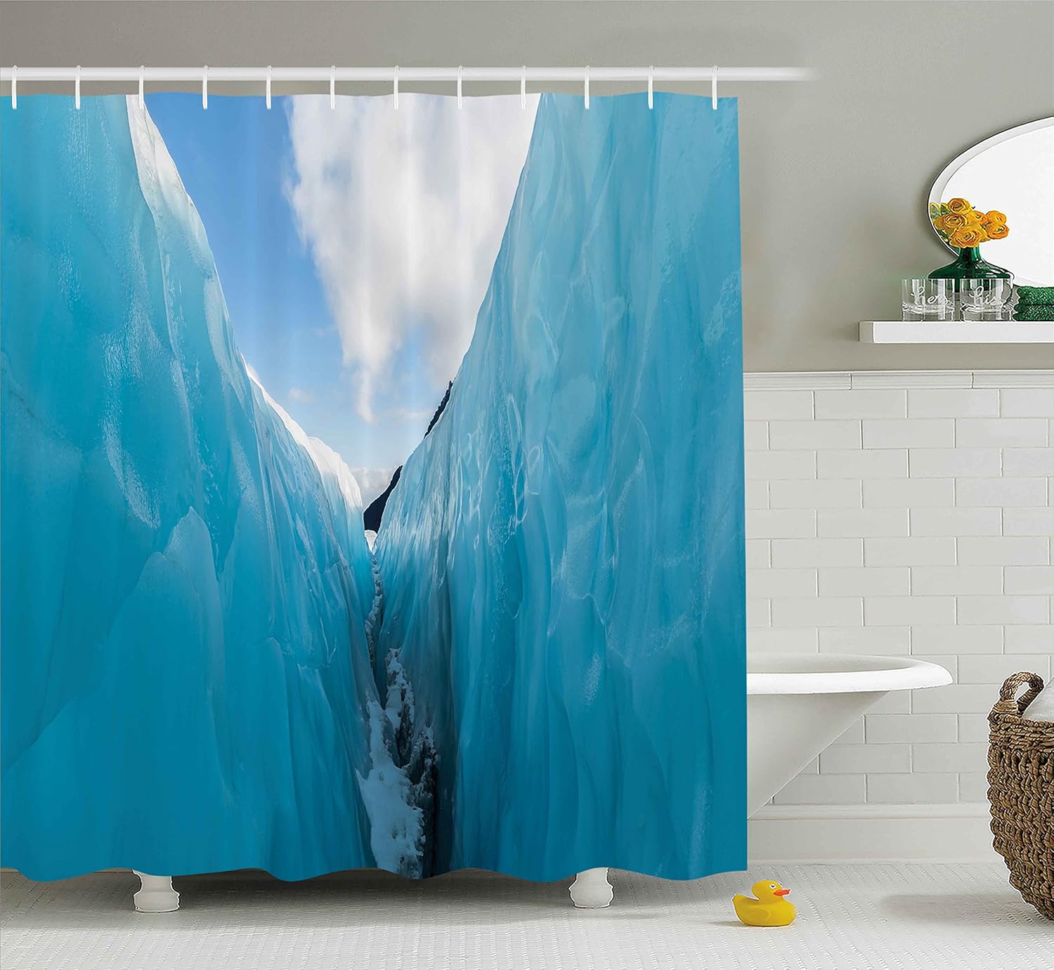 Amazon Com Ambesonne Nature Decor Shower Curtain Frozen Ice