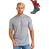 Merino Wool T-Shirt Mens - Merino Wool Undershirt Thermal Shirt for Men and Hiking Socks